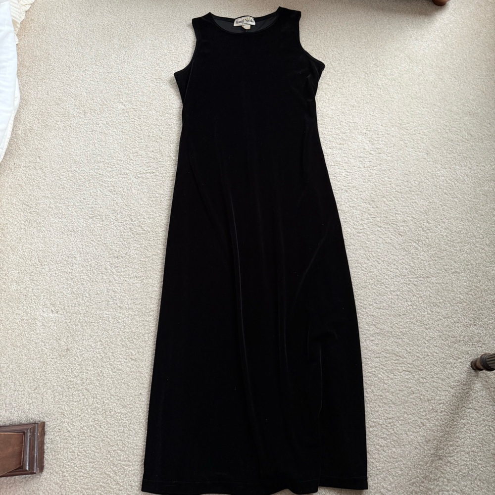 Vintage black velvet maxi dress